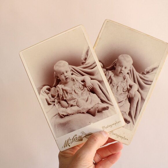 Vintage 1900s Photo, Baby Edwardian Photograph, Black And White Sepia Portrait, - Picture 8 of 10